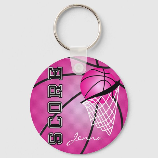 Rosa Basketball | DIY NAMN Nyckelring (Framsida)