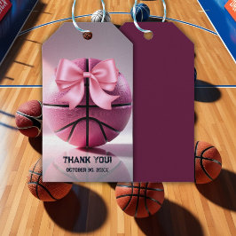 Rosa Basketball Ribbon Bow Boll Baby Shower Presentetikett