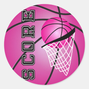 Rosa Basketball Runt Klistermärke