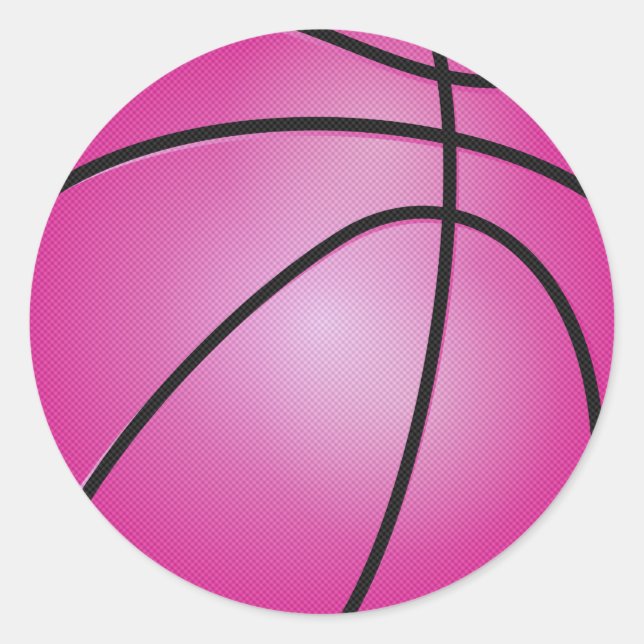 Rosa Basketball Runt Klistermärke (Framsida)