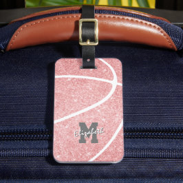 rosa basketboll för flickor med monogrammogram bagagebricka