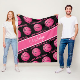 rosa basketskulor i kärlek mönster fleecefilt