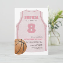 Rosa baskettröja födelsedagsfest Vattenfärg