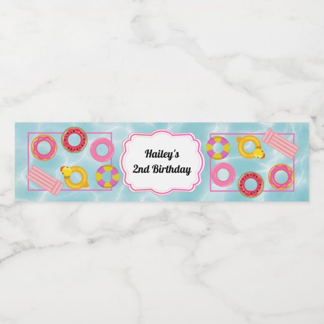 Rosa Bassäng Party Vattenflaska-etikett Vattenflaskor Etikett (Singel etikett)