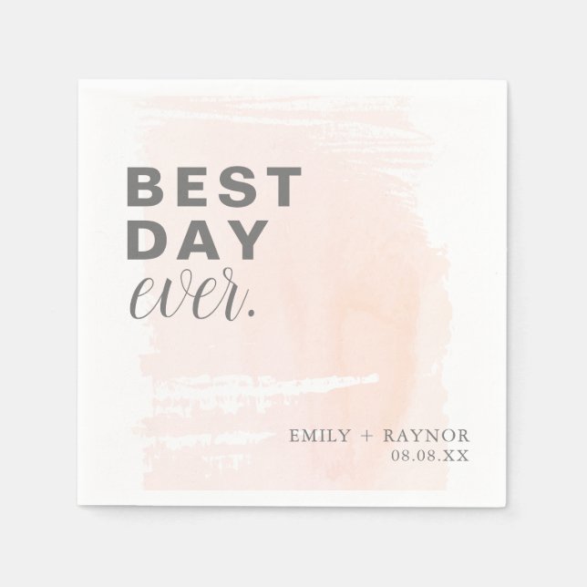 Rosa  bästa dag varje Bröllop Pappersservett (Framsidan)