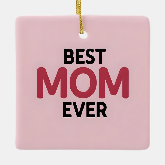 Rosa Bästa Mamma någonsin Julgransprydnad Keramik (Framsida)