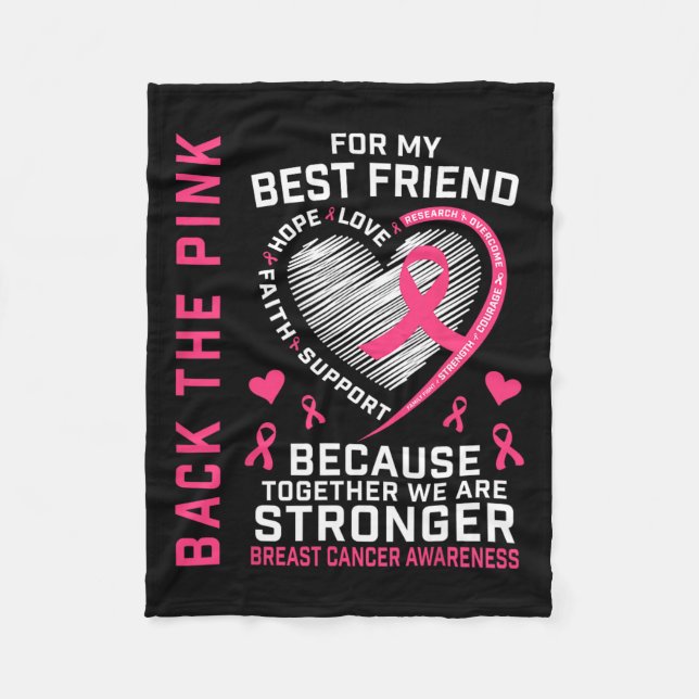 Rosa Bästa vän Breast Cancer Awareness Shirt Fleecefilt (Framsidan)