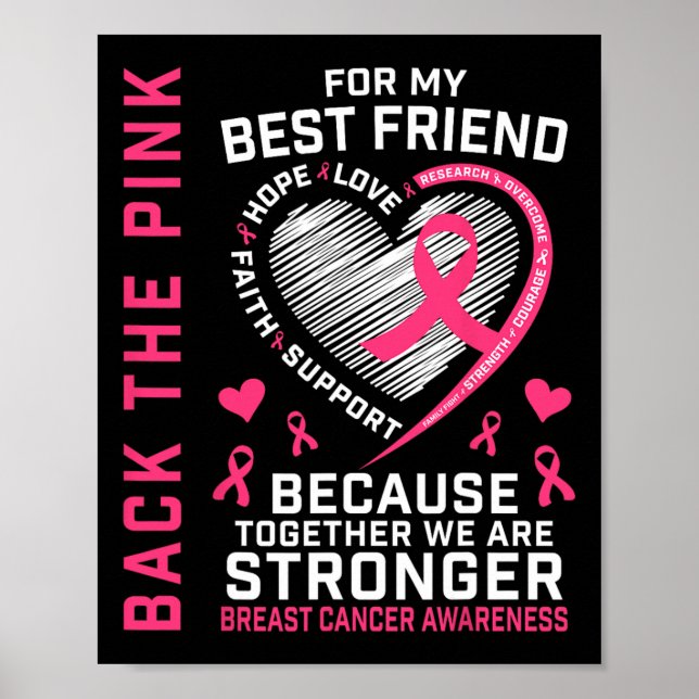 Rosa Bästa vän Breast Cancer Awareness Shirt Poster (Framsidan)