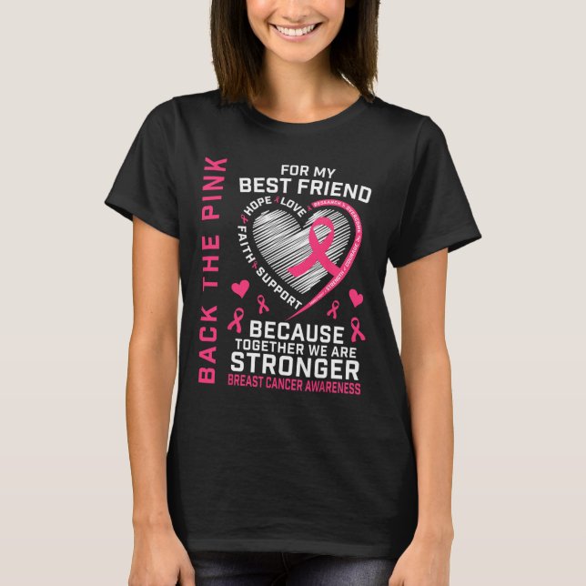 Rosa Bästa vän Breast Cancer Awareness Shirt T Shirt (Framsida)