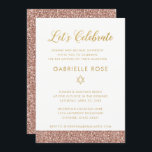 Rosa Bat mitzvah Ro Guld Glitter Mottagning Party Inbjudningar<br><div class="desc">Modern och minimal Bat mitzvah mottagningsinbjudan ro guld glitter och guld. Bilden är platt tryckt bilder,  INTE äkta glitter eller guld. Se den Pappra Grape Zazzle-butiken för samordning av inmatningskort och dekorartiklar.</div>