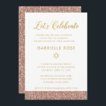 Rosa Bat mitzvah Ro Guld Glitter Mottagning Party Inbjudningar<br><div class="desc">Modern och minimal Bat mitzvah mottagningsinbjudan ro guld glitter och guld. Bilden är platt tryckt bilder,  INTE äkta glitter eller guld. Se den Pappra Grape Zazzle-butiken för samordning av inmatningskort och dekorartiklar.</div>