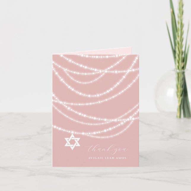 Rosa Bat mitzvah Sparkles Star of David Photo Tack Kort (Framsida)