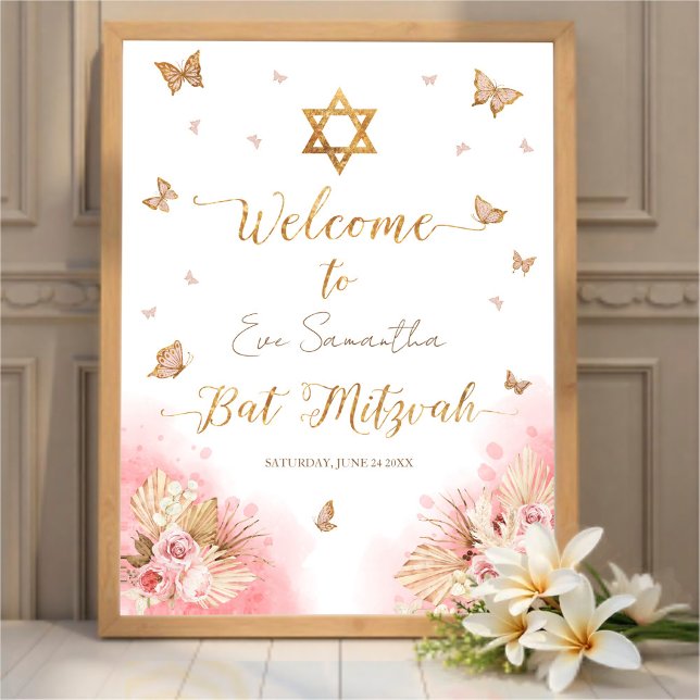 Rosa  Bat mitzvah välkomstskyltskammare Poster (Skapare uppladdad)