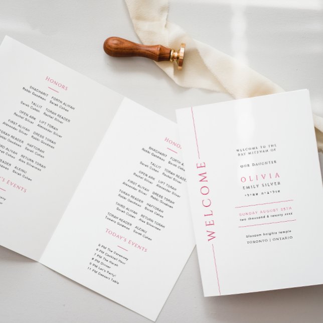 Rosa Bat Mitzvah-vikt programhäfte Program (Skapare uppladdad)