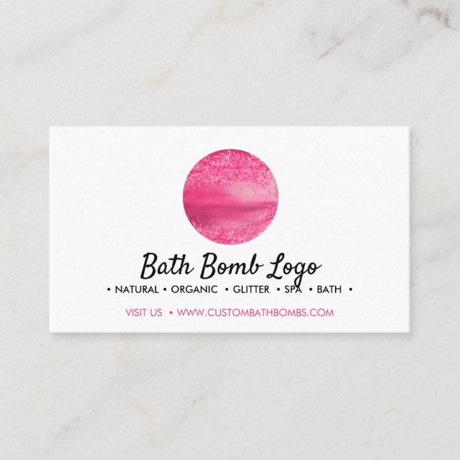 Rosa Bath-bomb Visitkort (Framsida)
