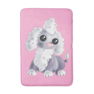 Rosa Bath Mat med Cute Pet Hund - Anpassade Badrumsmatta