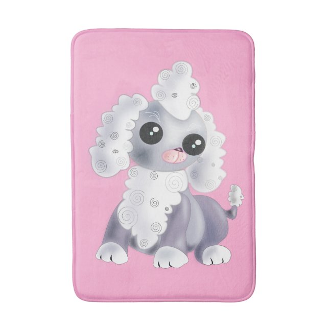 Rosa Bath Mat med Cute Pet Hund - Anpassade Badrumsmatta (Framsidan (Vertikal))