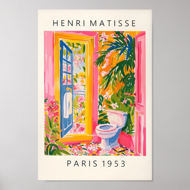 Rosa Bathroom Wall Art, Funny Toilet Poster, Mid C Poster (Framsidan)