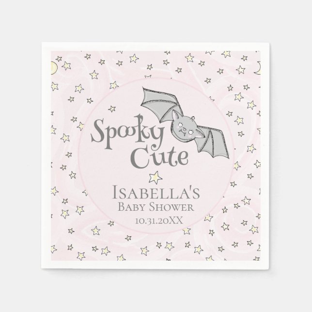 Rosa Batty, Stars & Måne Spooky Cute Pappersservett (Framsidan)