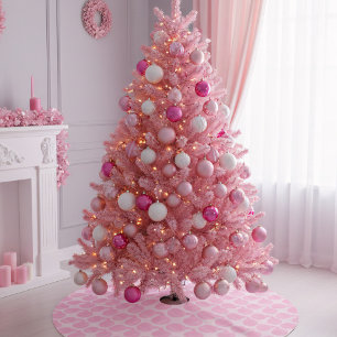 Rosa Bauble Helgdag Ornament jul Mönster Julgransmatta Borstad Polyester