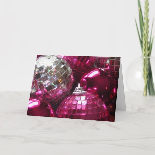 Rosa Baubles 'God jul hälsning kort (Framsida)