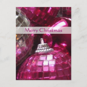 Rosa Baubles 'God jul postkort porträtt Helg Vykort