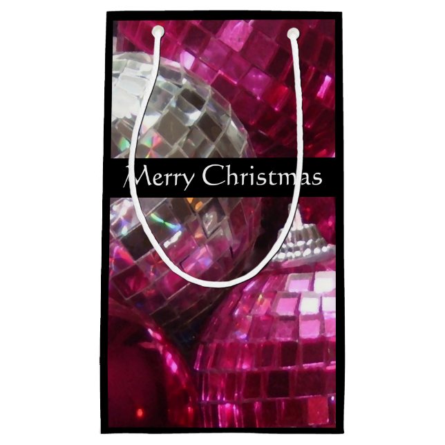 Rosa Baubles God jul presentsäck, liten svart (Framsidan)