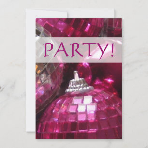 Rosa Baubles 'Party!' inbjudan! Inbjudningar