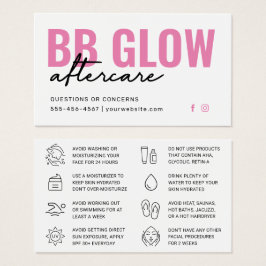 Rosa BB Glow After Care Instruction Card Visitkort