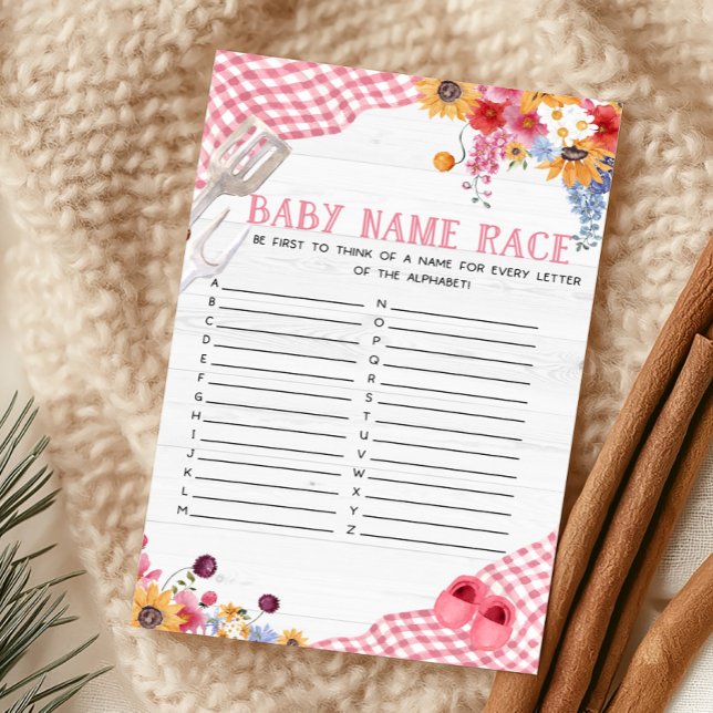 Rosa BBQ Baby Namn Tävling Spel (Girl Baby-Q Baby Shower Baby Name Race Game)
