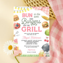 Rosa BBQ Baby Shower-inbjudan - Bun i ugnen Inbjudningar