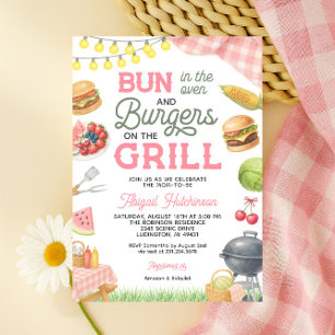 Rosa BBQ Baby Shower-inbjudan - Bun i ugnen Inbjudningar