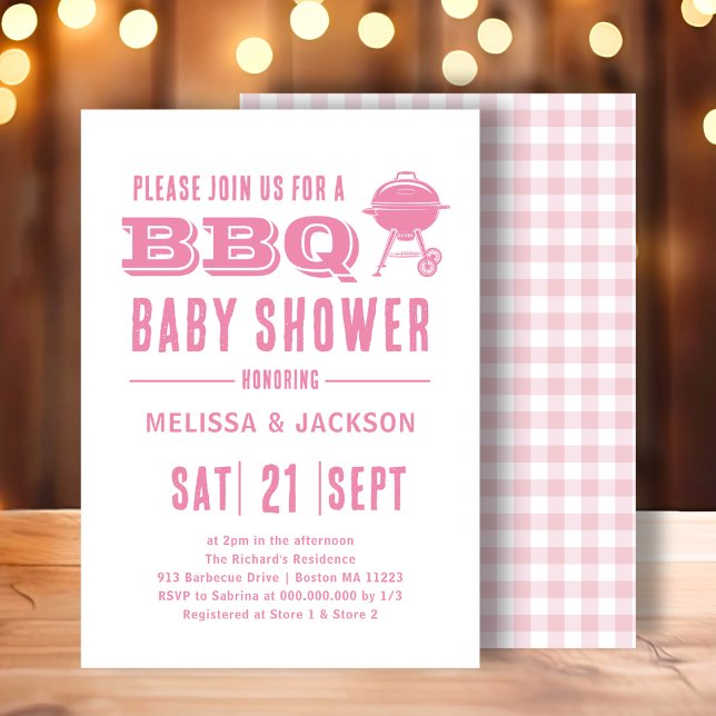 Rosa BBQ Baby Shower Inbjudningar (Skapare uppladdad)