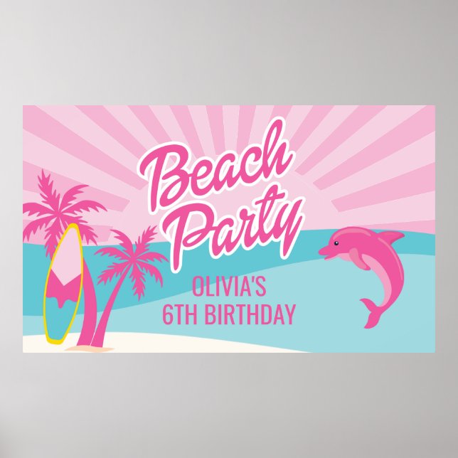 Rosa Beach Birthday Poster (Framsidan)
