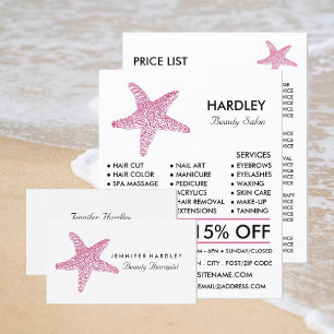 Rosa Beach Starfish, Beautician, Beauty Salon Visitkort