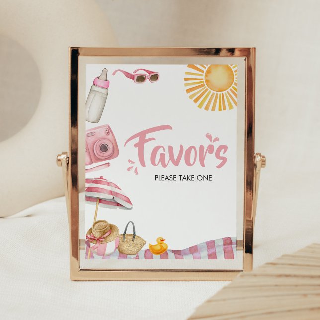 Rosa Beach Summer Baby Shower Favors Poster (Splish Splash Baby Shower Favors Sign)