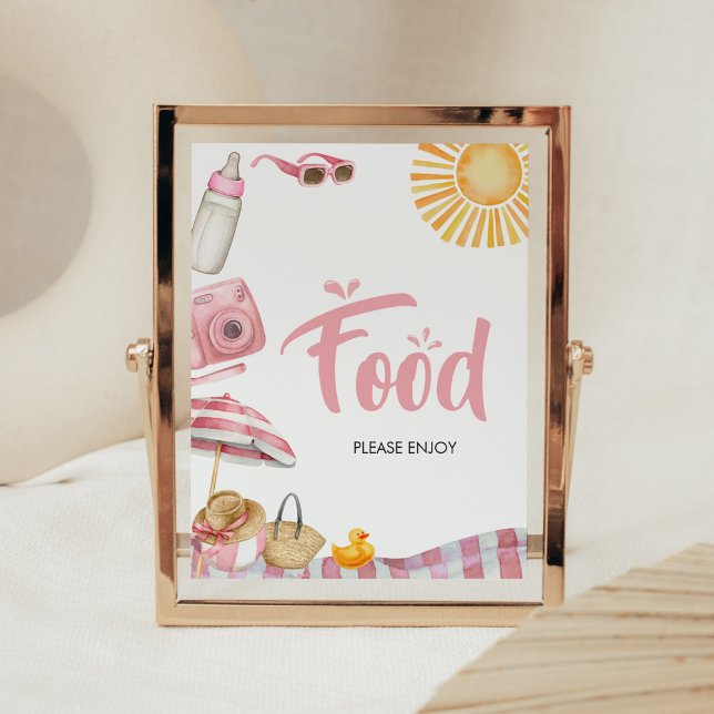 Rosa Beach Summer Baby Shower Food Poster (Splish Splash Baby Shower Food Sign)