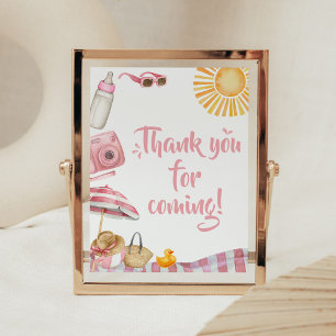 Rosa Beach Summer Baby Shower Tack för att du kom Poster