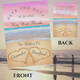 Rosa Beach Wed2 Hearts Sand Bröllop Inbjudningar