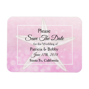 Rosa Beachy Starfish Bröllop spara datum Magnet