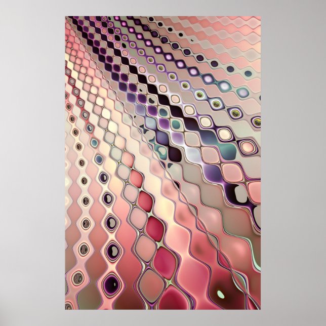 Rosa Beaded Retro Mönster Poster (Framsidan)