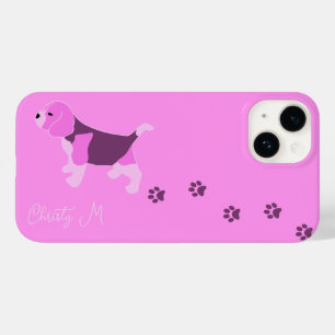 ROSA BEAGLE HUND PÅ ROSA MED MUDDY PAW PRINT NAMN
