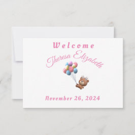 Rosa Bear and Ballomet Thees Card Inbjudningar