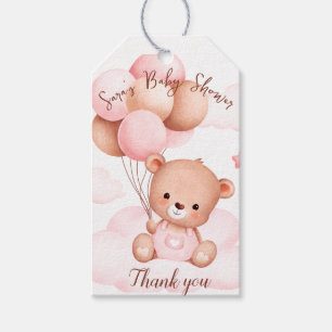 Rosa Bear Baby-dusch Tack Presentetikett