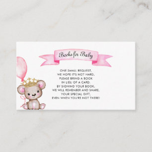 Rosa Bear Baby Shower Bokar för Baby Tilläggskort