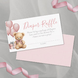 Rosa Bear Baby Shower Diaper Raffle Tilläggskort