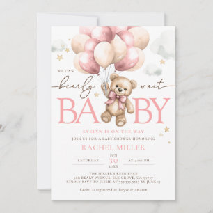 Rosa Bear-ballonger vi kan ringa in vänta-babydusc Inbjudningar