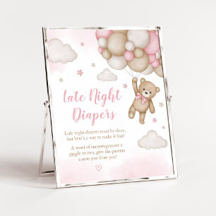 Rosa Bear Balloon Baby Shower Late Night Diables Poster