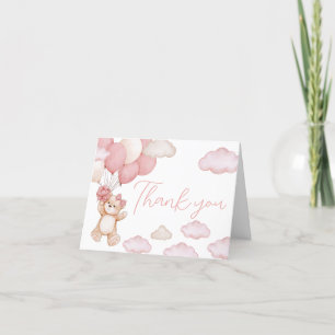 Rosa Bear Balloon Barly Wait Baby Shower Tack Kort