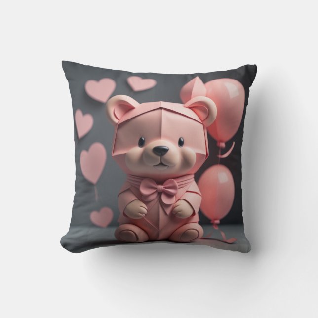 Rosa Bear Balloon Kudde (Framsida)